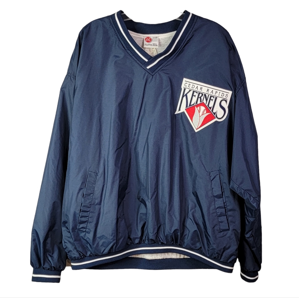 Rawlings Cedar Rapids Kernals Vintage Y2K  Pullover Embroidered Windbreaker XL